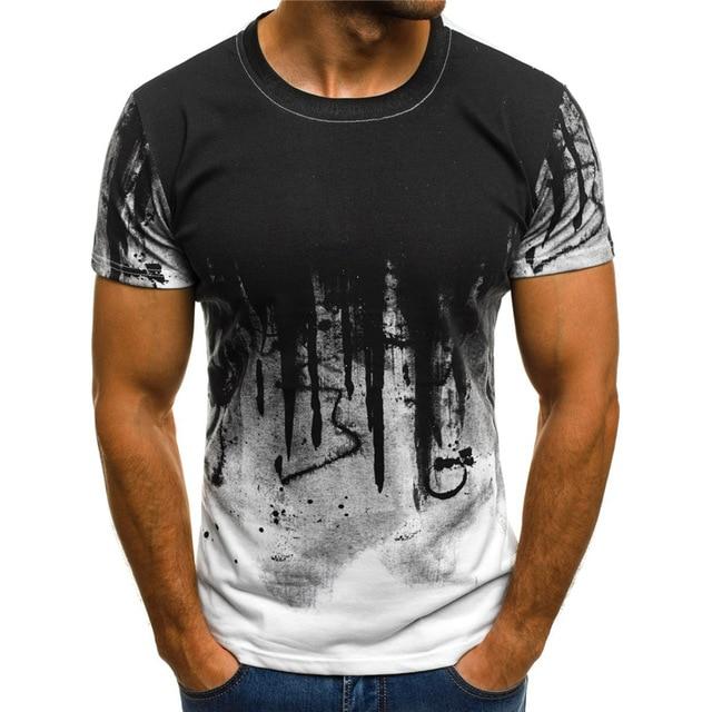 3D Printed Ink Draw Pattern Short Sleeve T-Shirt