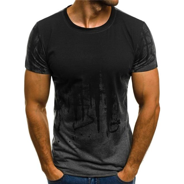 3D Printed Ink Draw Pattern Short Sleeve T-Shirt