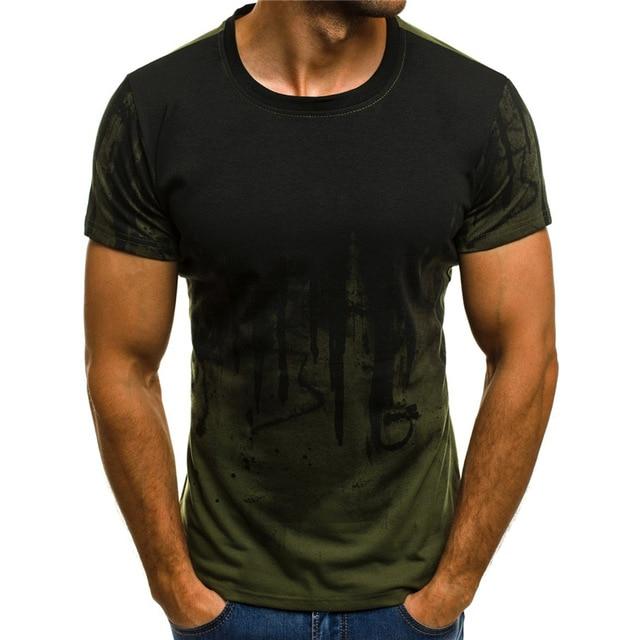 3D Printed Ink Draw Pattern Short Sleeve T-Shirt