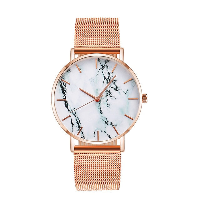 Mesh Band Marble Style Quartz Wrist Watch - Stylesma