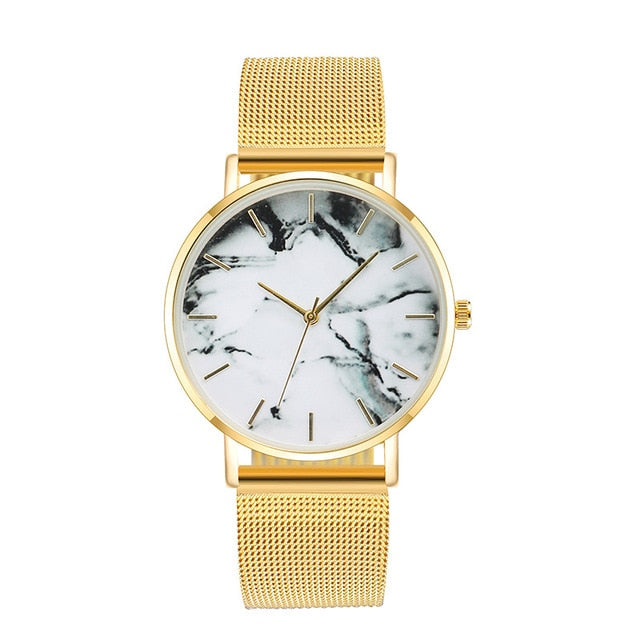 Mesh Band Marble Style Quartz Wrist Watch - Stylesma