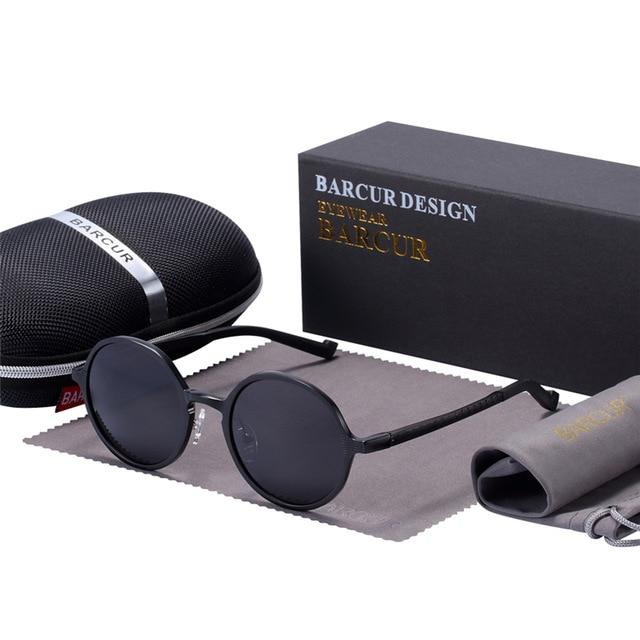 Black Goggle Retro Vintage Round Sunglasses