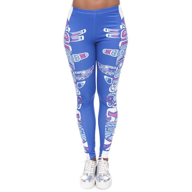 Aztec Round Ombre Printing Slim High Waist Leggings