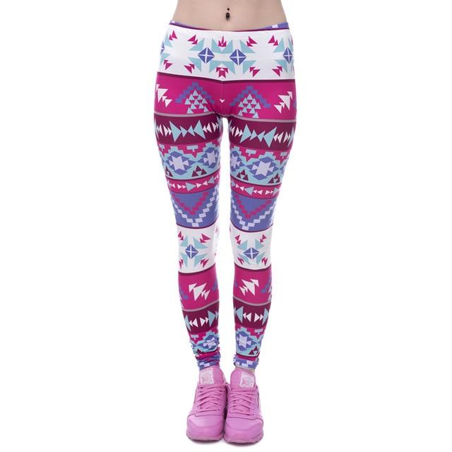 Aztec Round Ombre Printing Slim High Waist Leggings