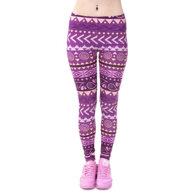 Aztec Round Ombre Printing Slim High Waist Leggings