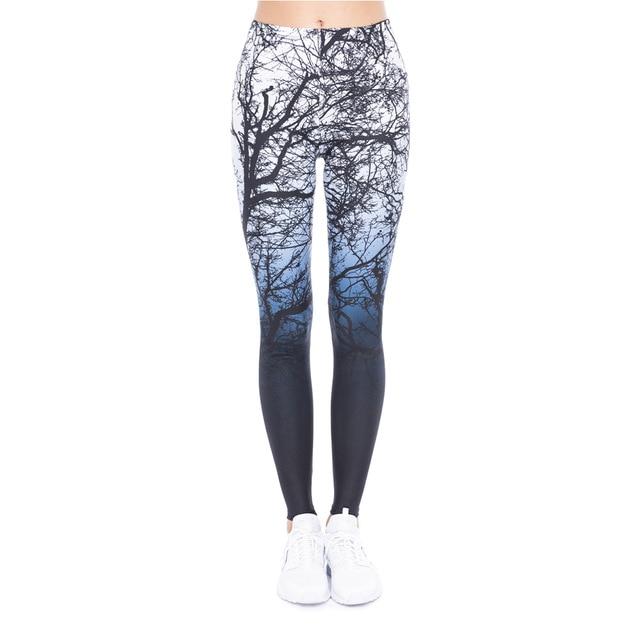 Aztec Round Ombre Printing Slim High Waist Leggings