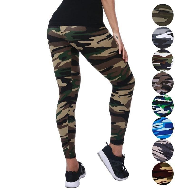 Camouflage Printing Elastic Ankle-Length Leggings - Stylesma
