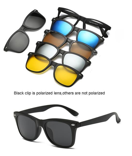 5 lenes Magnet Mirrored Clip on Sunglasses