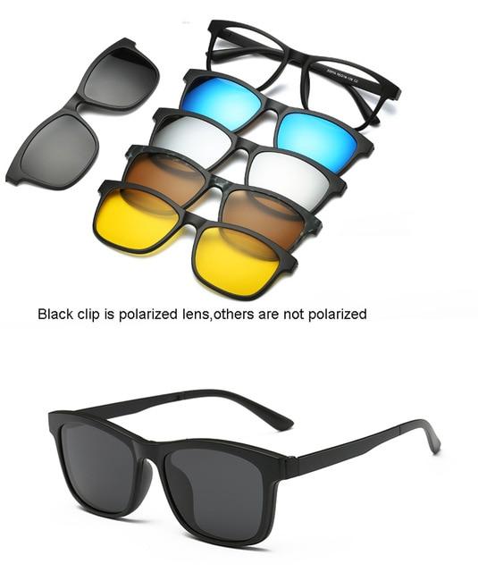 5 lenes Magnet Mirrored Clip on Sunglasses