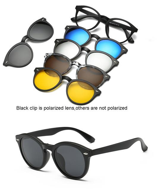 5 lenes Magnet Mirrored Clip on Sunglasses