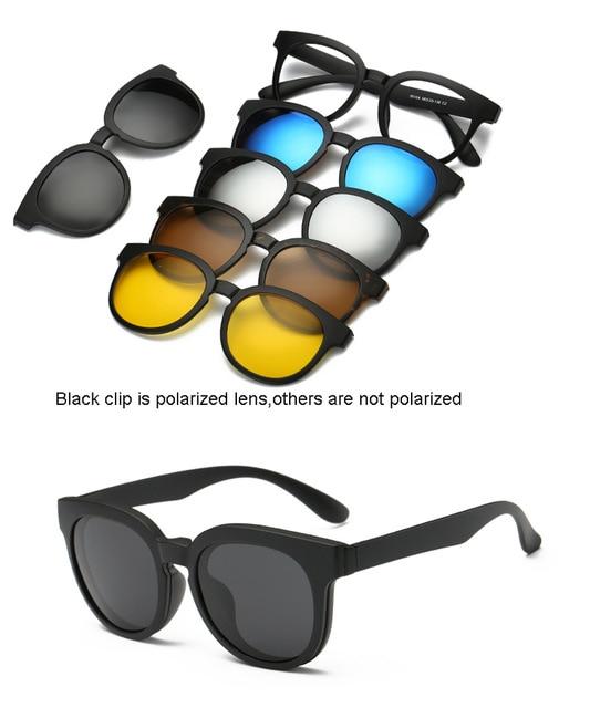 5 lenes Magnet Mirrored Clip on Sunglasses