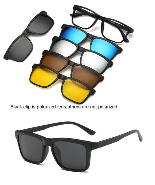 5 lenes Magnet Mirrored Clip on Sunglasses