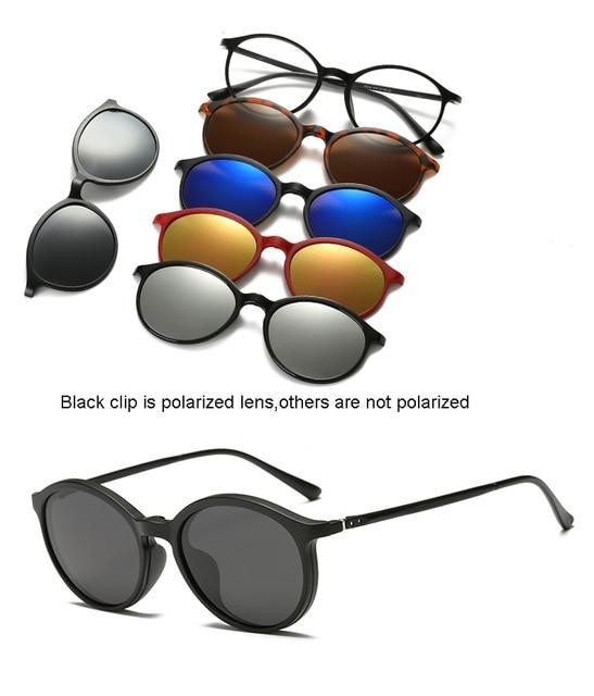 5 lenes Magnet Mirrored Clip on Sunglasses
