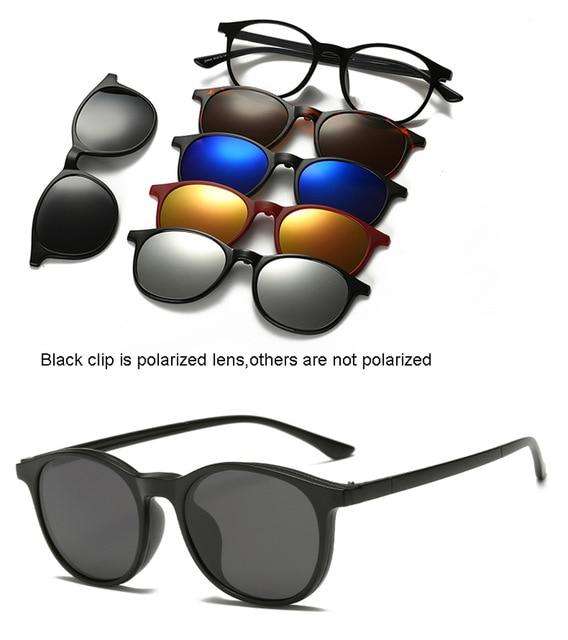 5 lenes Magnet Mirrored Clip on Sunglasses