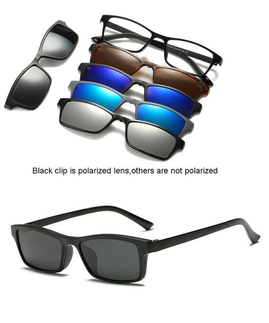 5 lenes Magnet Mirrored Clip on Sunglasses