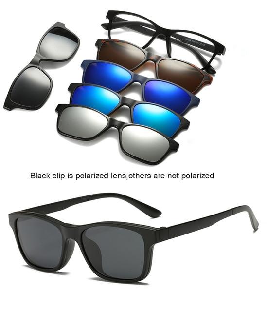 5 lenes Magnet Mirrored Clip on Sunglasses