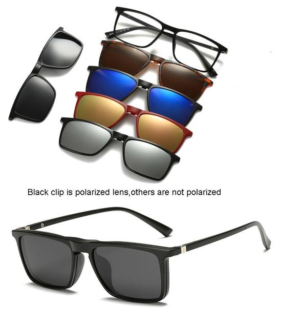 5 lenes Magnet Mirrored Clip on Sunglasses