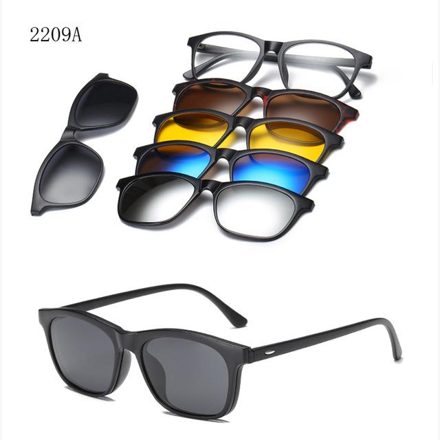 5 lenes Magnet Mirrored Clip on Sunglasses