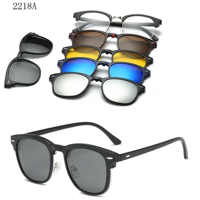 5 lenes Magnet Mirrored Clip on Sunglasses
