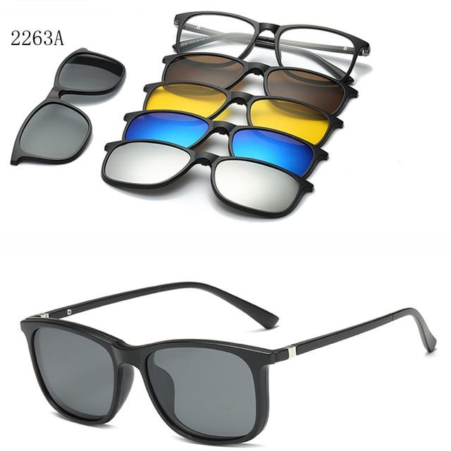 5 lenes Magnet Mirrored Clip on Sunglasses