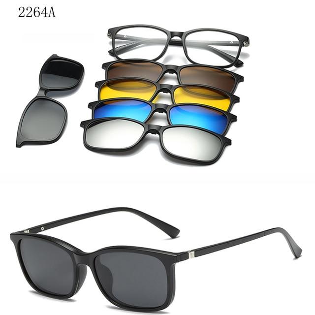 5 lenes Magnet Mirrored Clip on Sunglasses