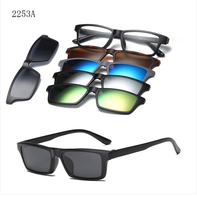 5 lenes Magnet Mirrored Clip on Sunglasses
