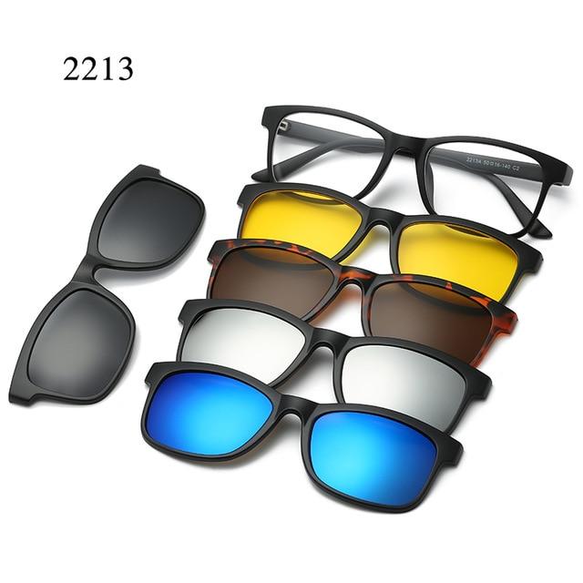 5 lenes Magnet Mirrored Clip on Sunglasses