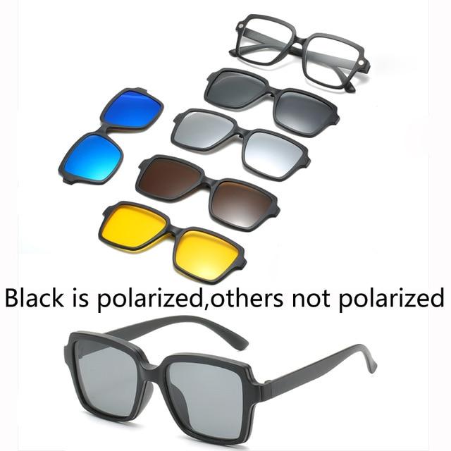5 lenes Magnet Mirrored Clip on Sunglasses