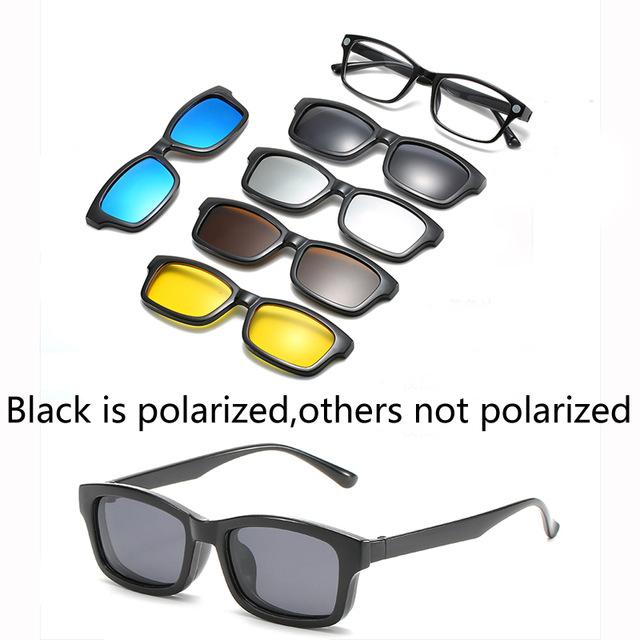 5 lenes Magnet Mirrored Clip on Sunglasses