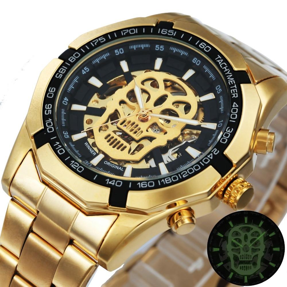Automatic Self-Wind Steel Strap Shock resistant Skull Watch