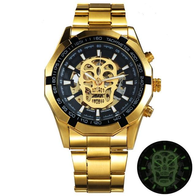 Automatic Self-Wind Steel Strap Shock resistant Skull Watch