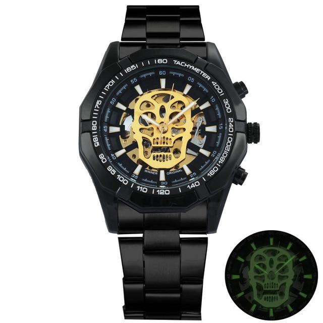 Automatic Self-Wind Steel Strap Shock resistant Skull Watch