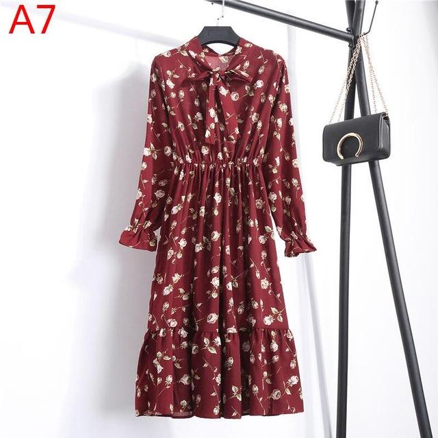 Long Sleeve Chiffon A-line  Butterfly Sleeve Dress