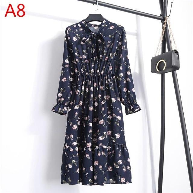 Long Sleeve Chiffon A-line  Butterfly Sleeve Dress