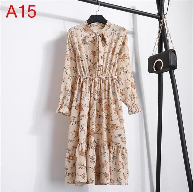 Long Sleeve Chiffon A-line  Butterfly Sleeve Dress