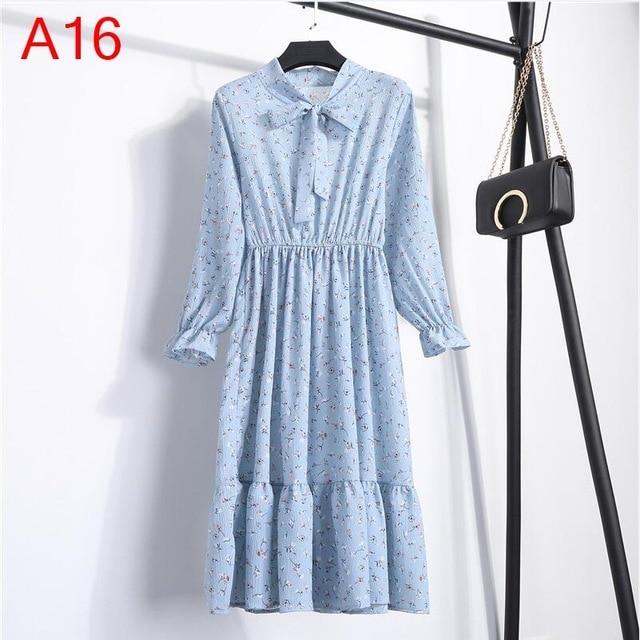 Long Sleeve Chiffon A-line  Butterfly Sleeve Dress