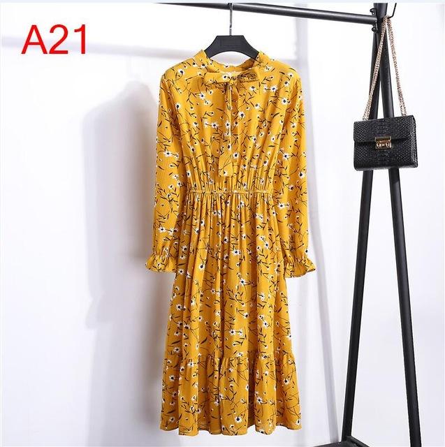 Long Sleeve Chiffon A-line  Butterfly Sleeve Dress