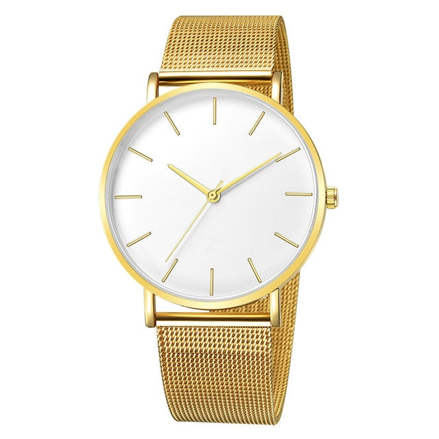 Mesh Stainless Steel Casual Bracelet Quartz Wrist Watch