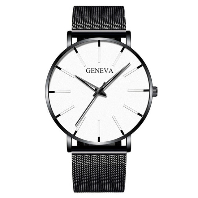 Ultra Thin Minimalist Stainless Steel Mesh Belt Men's Watch