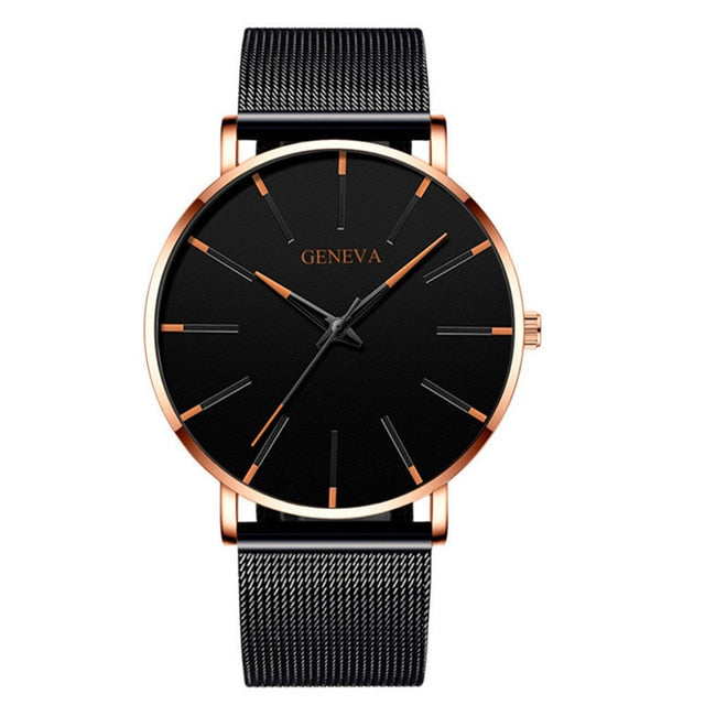 Ultra Thin Minimalist Stainless Steel Mesh Belt Men's Watch