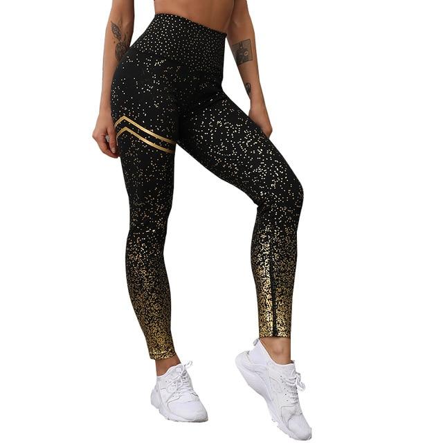 Gold Print Push Up Ankle-Length Leggings