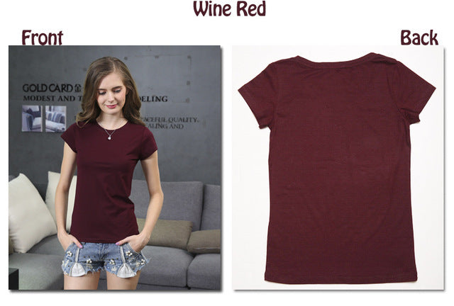 Cotton Elastic Basic Casual Plain T-shirt