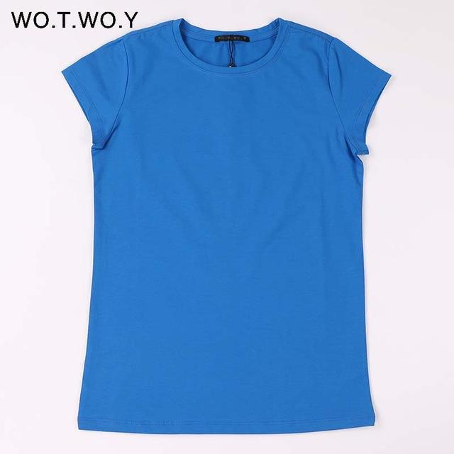 Cotton Elastic Basic Casual Plain T-shirt