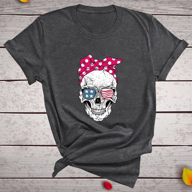 Skull Punk Casual Short Sleeve T Shirt