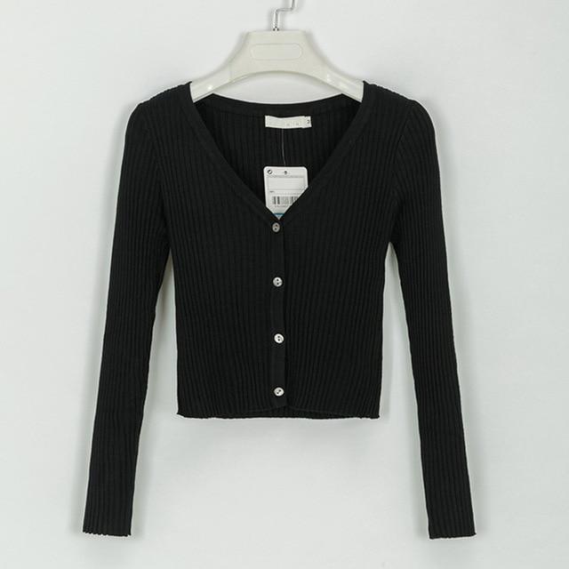 Slim Ribbed Knitted Cardigan Sweater