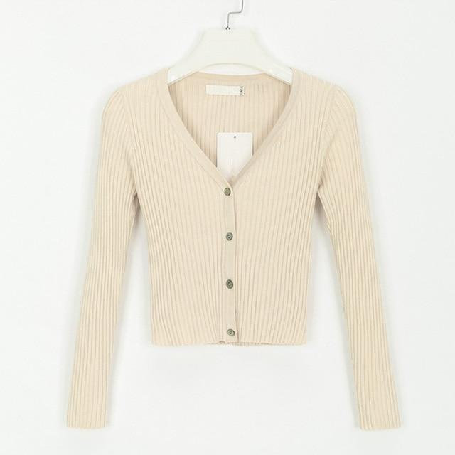Slim Ribbed Knitted Cardigan Sweater