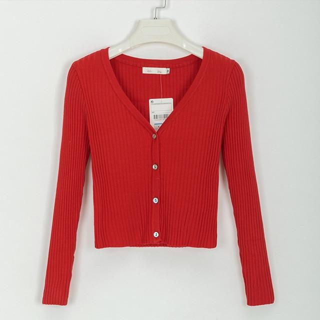 Slim Ribbed Knitted Cardigan Sweater