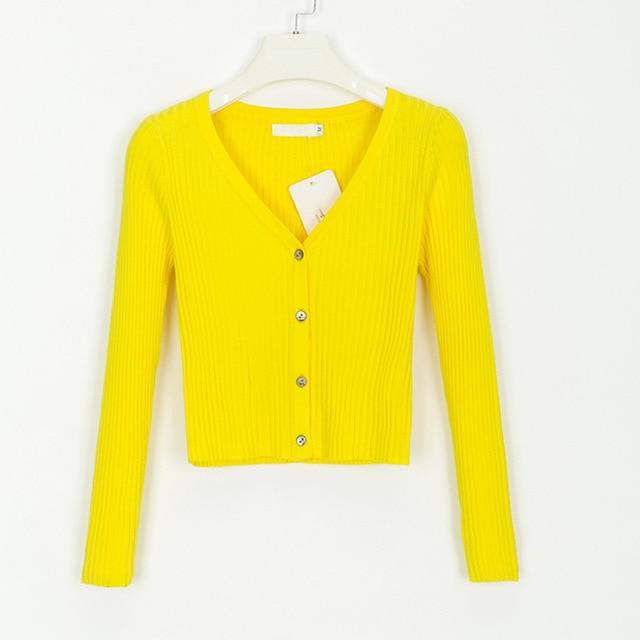 Slim Ribbed Knitted Cardigan Sweater