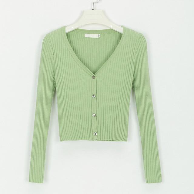 Slim Ribbed Knitted Cardigan Sweater