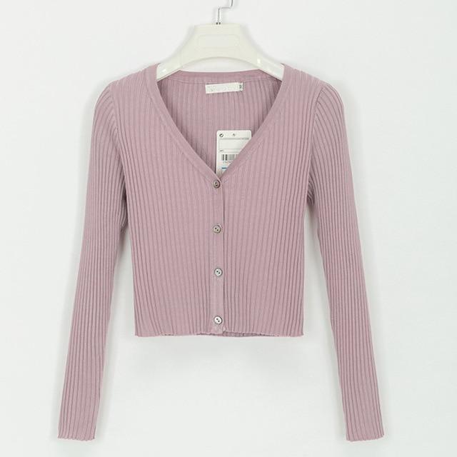 Slim Ribbed Knitted Cardigan Sweater